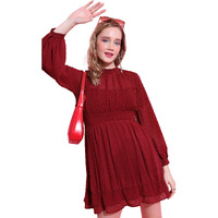 Ketch Polyester Womens Western Casual Fit Dress Standard Length (Khj6000289_Maroon_Xs)
