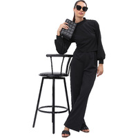 Ketch Polyester Blend Women Fashion Wear Casual Fit Co-Ord Set Standard Length Playwear Dress (Khce000076_Black_S)