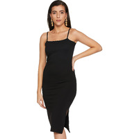 Ketch Polyester Blend Womens Sleeveless Casual Fit Dress Knee-Length Khj6000291_Black