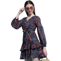 Ketch Women's Polyester Wrap Mini Dress (Khj6000300_Multi Color