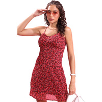 Ketch Women's Polyester A-Line Mini Dress (Khj6000302_Red