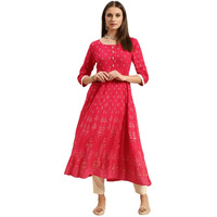 Rangita Coral Rayon Calf Length Printed Anarkali Kurti For Women | Kurta For Women_M
