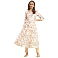 Rangita Off White Viscose Blend Calf Length Printed Anarkali Kurti For Women | Kurta For Women_3Xl