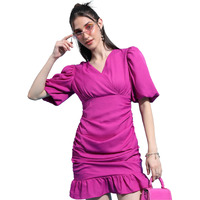 Ketch Women's Polyester Wrap Mini Dress (Khj6000353_Fuschia