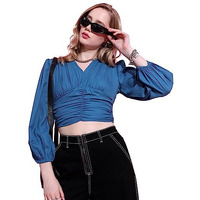 Ketch Women's Regular Fit Dress Shirt (Khtp000241_Blue M)