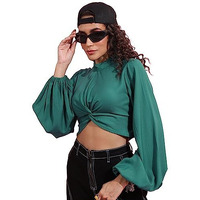 Ketch Women's Regular Fit Dress Shirt (Khtp000245_Green L)