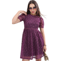 Ketch Polyester Womens Western Casual Fit Dress Standard Length (Khj6000362_Purple_L)