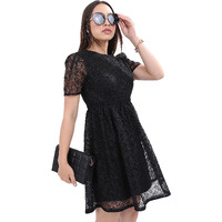 Ketch Polyester Womens Western Casual Fit Dress Standard Length (Khj6000363_Black_L)