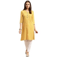 Rangita Mustard Rayon Knee Length Printed Straight Kurti For Women | Kurta For Women_M