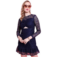 Ketch Polyester Womens Western Casual Fit Dress Standard Length (Khj6000367_Navy_M)