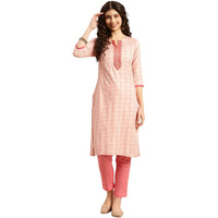 Rangita Peach Rayon Printed Straight Kurta With Pant | Kurta Set For Women_S