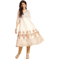 Rangita Off White Chanderi Calf Length Embroidered Anarkali Kurti For Women | Kurta For Women_2Xl