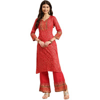 Rangita Red Rayon Printed Straight Kurta With Palazzo | Kurta Set For Women_3Xl