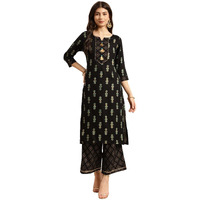 Rangita Black Rayon Printed Straight Kurta With Palazzo | Kurta Set For Women_2Xl