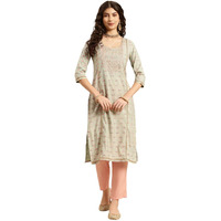 Rangita Women Light Green Embroidered Print Calf Length Straight Kurta With Pant Set_8905723216832