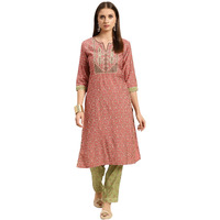 Rangita Peach Viscose Embroidered Straight Kurta With Pant | Kurta Set For Women_2Xl
