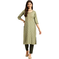 Rangita Green Viscose Embroidered Straight Kurta With Pant | Kurta Set For Women_M