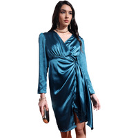 Ketch Women's Polyester Wrap Mini Dress (Khj6000420_Teal