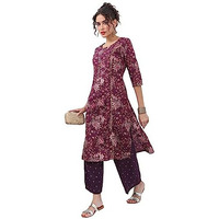 Ketch Women's Polyester Ethnic Set (Khk3000867_Plum_M)