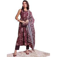 Ketch Women's Polyester Ethnic Set (Khk3000877_Plum_2Xl)
