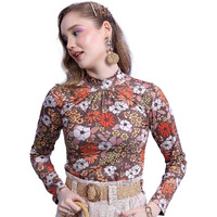 Ketch Women's Regular Fit Dress Shirt (Khtp000272_Brown/Multi L)