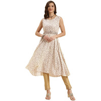 Rangita Off White Rayon Calf Length Printed Flared Kurti For Women | Kurta For Women_3Xl