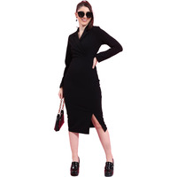 Ketch Women's Cotton Blend Blazer A-Line Dress With Show Button Detail Knee-Length Khj6000445_Black, Medium