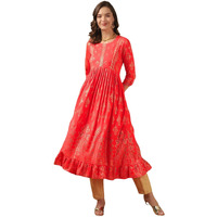 Rangita Coral Rayon Calf Length Embellished Anarkali Kurti For Women | Kurta For Women_S