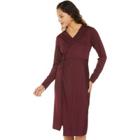 Ketch Women's Polyester Blend Wrap Knee Length Dress (Khj6000450_Burgundy_M)