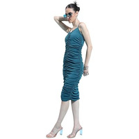 Ketch Women's Polyester Blend Bodycon Knee Length Dress (Khj6000456_Teal