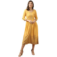 Rangita Women Yellow Rayon Embroidered Floor Length Flared Ethnic Gown, 2Xl