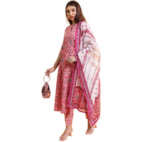 Ketch Women's Polyester Ethnic Set (Khk3000961_Peach_L)