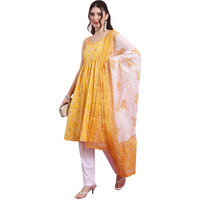 Ketch Women's Polyester Ethnic Set (Khk3000992_Yellow