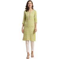 Rangita Green Rayon Knee Length Printed Straight Kurti For Women | Kurta For Women_S