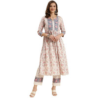 Rangita Off White Cotton Printed Nayra Kurta With Pant | Kurta Set For Women_Xl