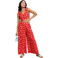 Ketch Women's Polyester Mini Co-Ord Set (Khce000099_Red