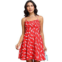 Ketch Women's Cotton Blend Strapy Cutout Mini Dress Knee-Length Khj6000484_Red