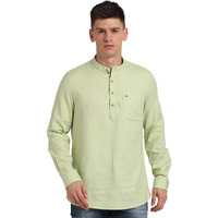 Turtle Men 100% Cotton Solid Pista Green Casual Kurta Shirt