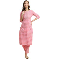 Rangita Pink Cotton Printed Straight Kurta With Pant | Kurta Set For Women_2Xl