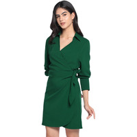 Dennis Lingo Dl Woman Polyester Blend Wrap Knee-Length Dress Green