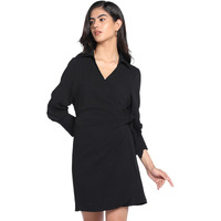 Dennis Lingo Dl Woman Polyester Blend Wrap Knee-Length Dress Black