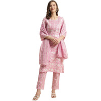 Rangita Pink Cotton Embroidered Straight Kurta With Pant And Dupatta | Kurta Set For Women_2Xl