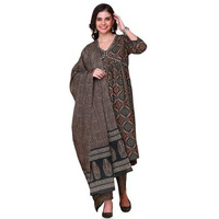 Ishin Ajrakh Printed V-Neck Three-Quarter Sleeves Angrakha Pure Cotton Kurta Set | Kurta Set For Women | Kurta With Trousers And Dupatta