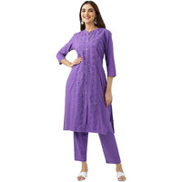 Ishin Schiffli Straight Kurta With Pants