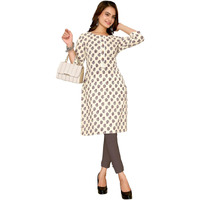 Rangita Off White Cotton Knee Length Printed Straight Kurti For Women | Kurta For Women_3Xl