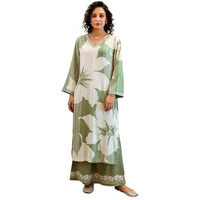 Ishin Floral Placement Printed Embellished Neck Kurta With Palazzo