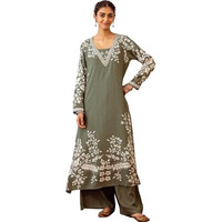 Ishin Green Floral Printed A-Line Kurta With Palazzo