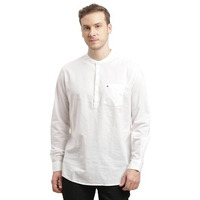 Turtle Men 100% Cotton Slim Fit White Solid Full Sleeve Kurta Shirt