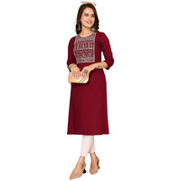 Rangita Maroon Rayon Calf Length Embroidered Straight Kurti For Women | Kurta For Women_3Xl