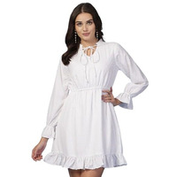 Style Quotient Women Swiss Dot White Fit And Flare Dress